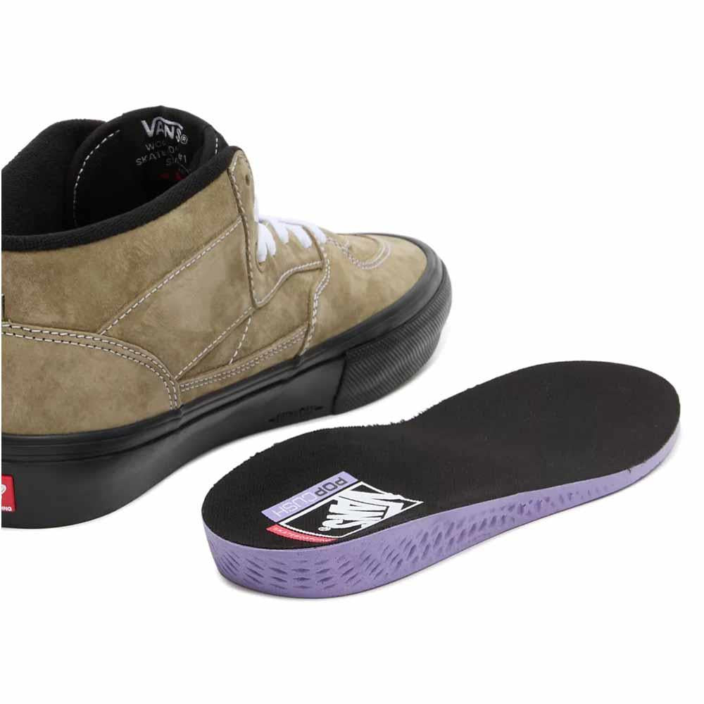 Vans Half Cab Pig Suede Olive Black Vulcanised Skate Shoes
