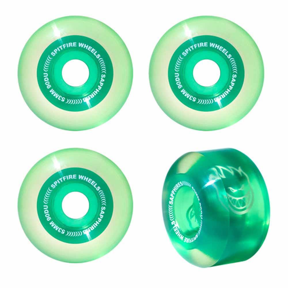 Spitfire Skateboard Wheels Sapphire 90DU Outer Core Green 53mm