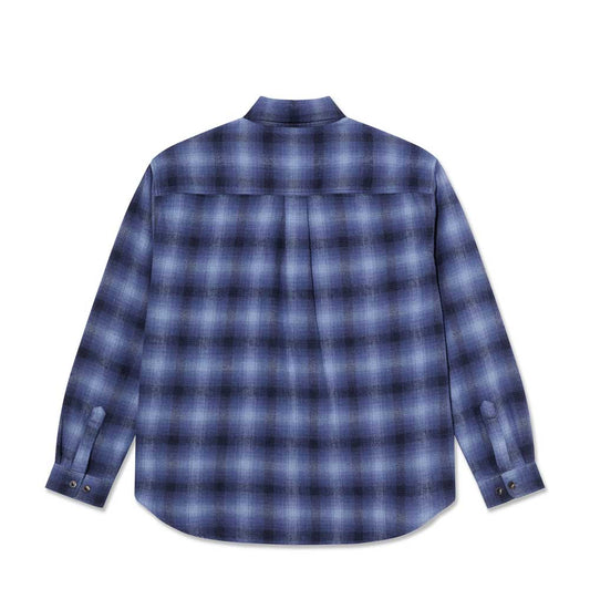 Polar Skateboards Mitchell Long Sleeve Shadow Check Shirt Blue