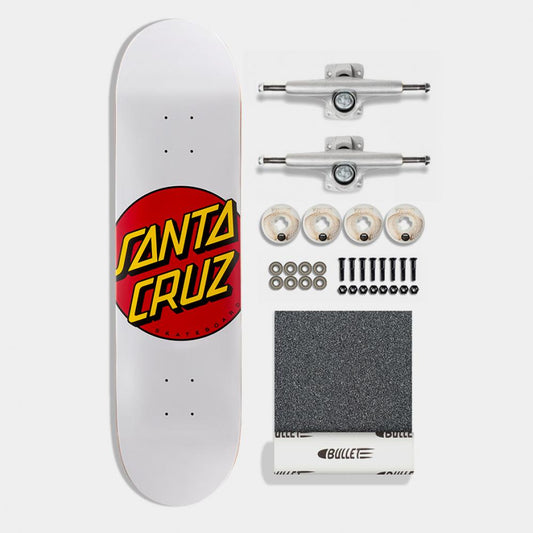 Santa Cruz Classic Dot White Complete Skateboard Kit 8"