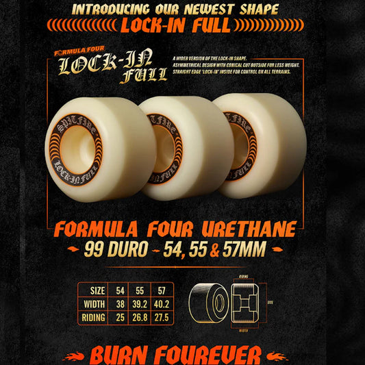 Spitfire Formula Four Skateboard Wheels Lock-In Full 99DU Natural 57mm