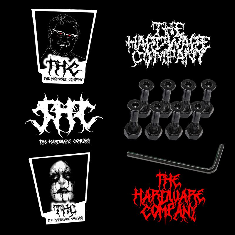 The Hardware Company THC Black Metal Skateboard Nuts & Bolts 1" Stickers