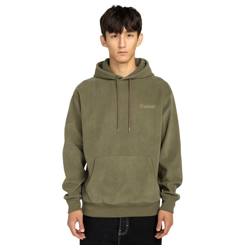 Element Serif Coruroy Pullover Hooded Sweatshirt Kalamata Brown Green