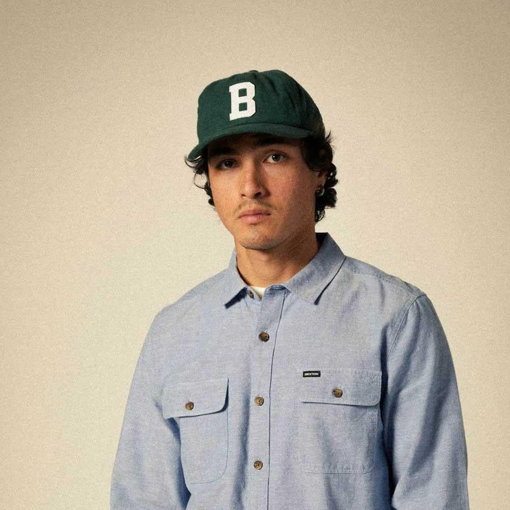 Brixton Big B Snapback Cap Flannel Deep Forest One Size