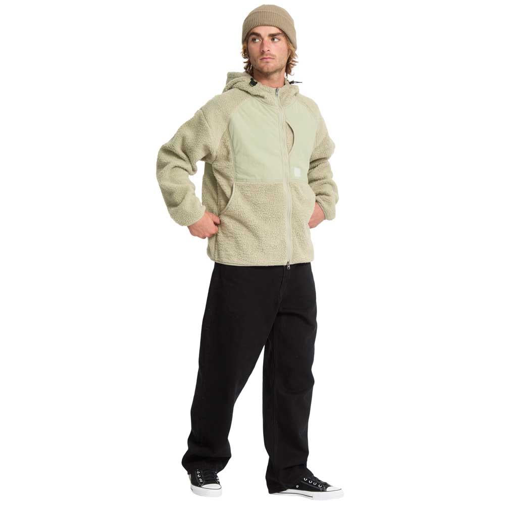 Volcom Nomaa Sherpa Zip Hooded Sweatshirt Green Tea