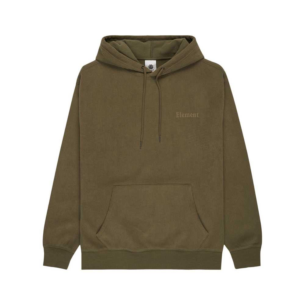 Element Serif Coruroy Pullover Hooded Sweatshirt Kalamata Brown Green