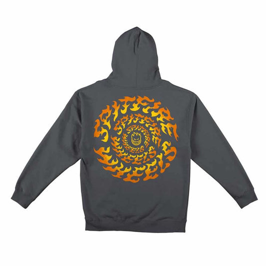 Spitfire Hooded Sweatshirt Torched Script Charcoal/Yellow/Orange