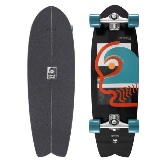 Arbor Surfskate Complete Cruiser Skateboard CX Surfskate Fat Fish Black 32"