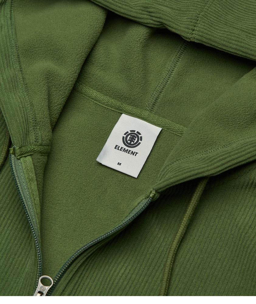 Element Lowcase Corduroy Zip Hooded Sweatshirt Bronze Green