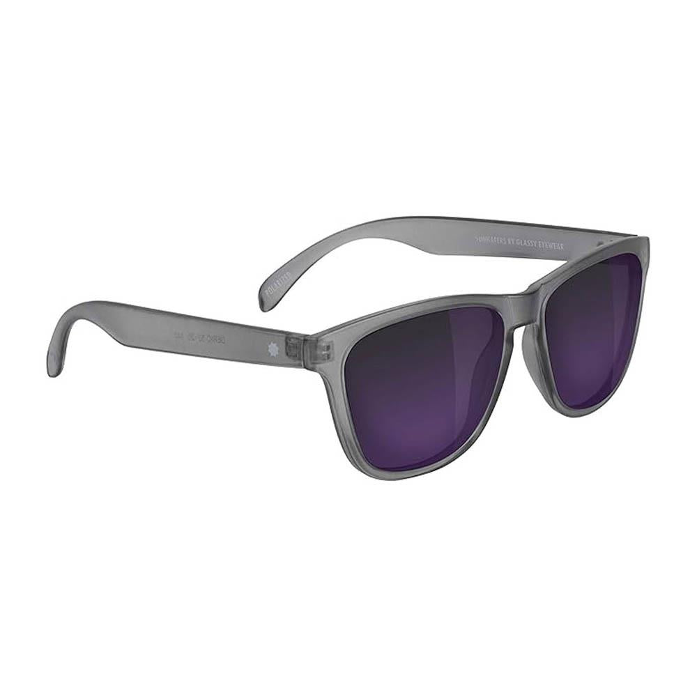 Glassy Eyewear Glassy Deric Polarized Matte Transparent Dark Grey Purple Mirror Sunglasses