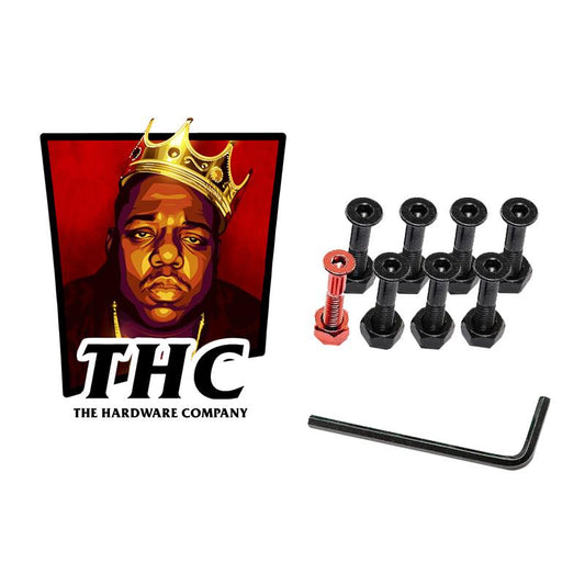 The Hardware Company THC Biggie Red Skateboard Nuts & Bolts 1" Allen Key & Sticker