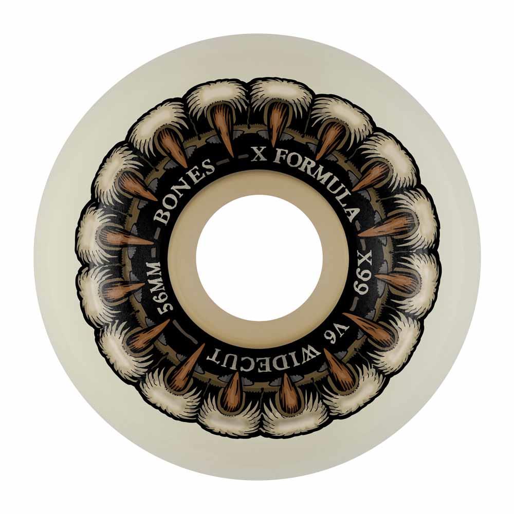 Bones Skateboard Wheels Formula X Grippin Wolf 99A V6 Wide-Cut 56mm