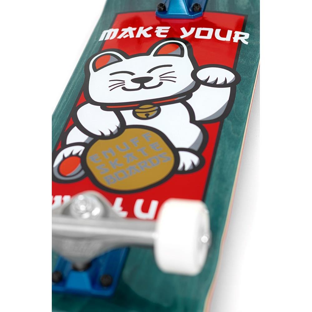 Enuff Lucky Cat Complete Skateboard 92A Medium Wheels Green 8"