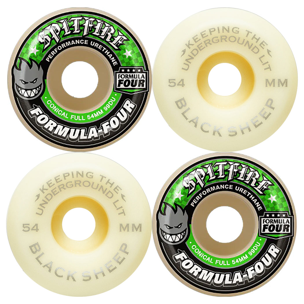 Spitfire X Black Sheep Store Formula Four Conical Full Skateboard Wheels 99DU 54mm