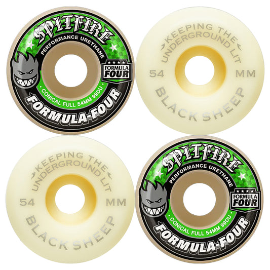 Spitfire X Black Sheep Store Formula Four Conical Full Skateboard Wheels 99DU 54mm