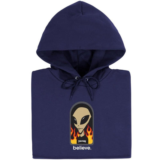 Thrasher X Alien Workshop Hooded Sweatshirt Believe Navy