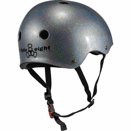 Triple 8 Sweatsaver Cert Skateboard Helmet Glitter Silver