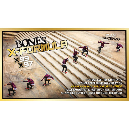 BONES Skateboard  Wheels X-Formula X99 V6 Wide-Cut 99A Black & Gold 56mm