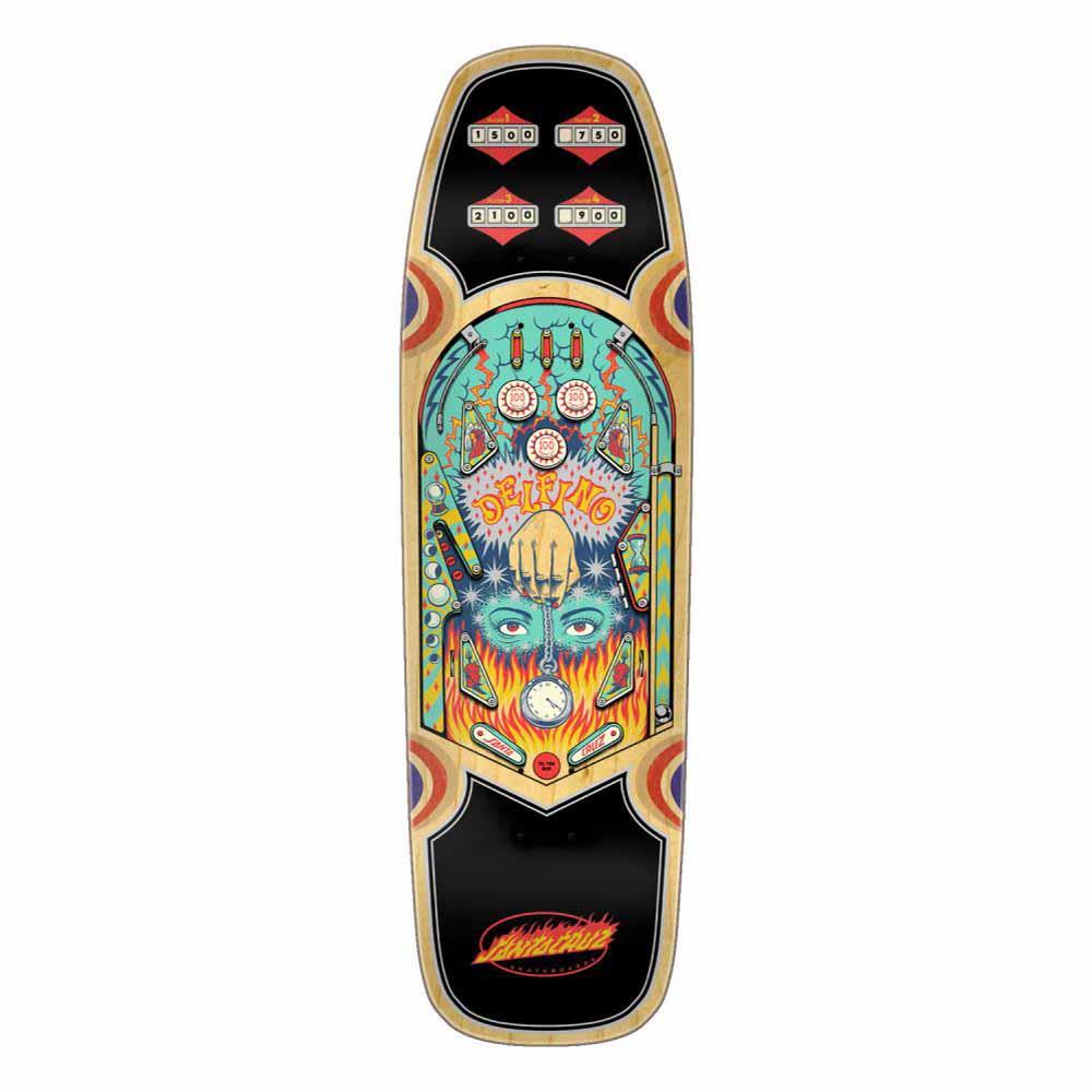 Santa Cruz Skateboard Deck Delfino Pinball Shaped Multi 9.14"