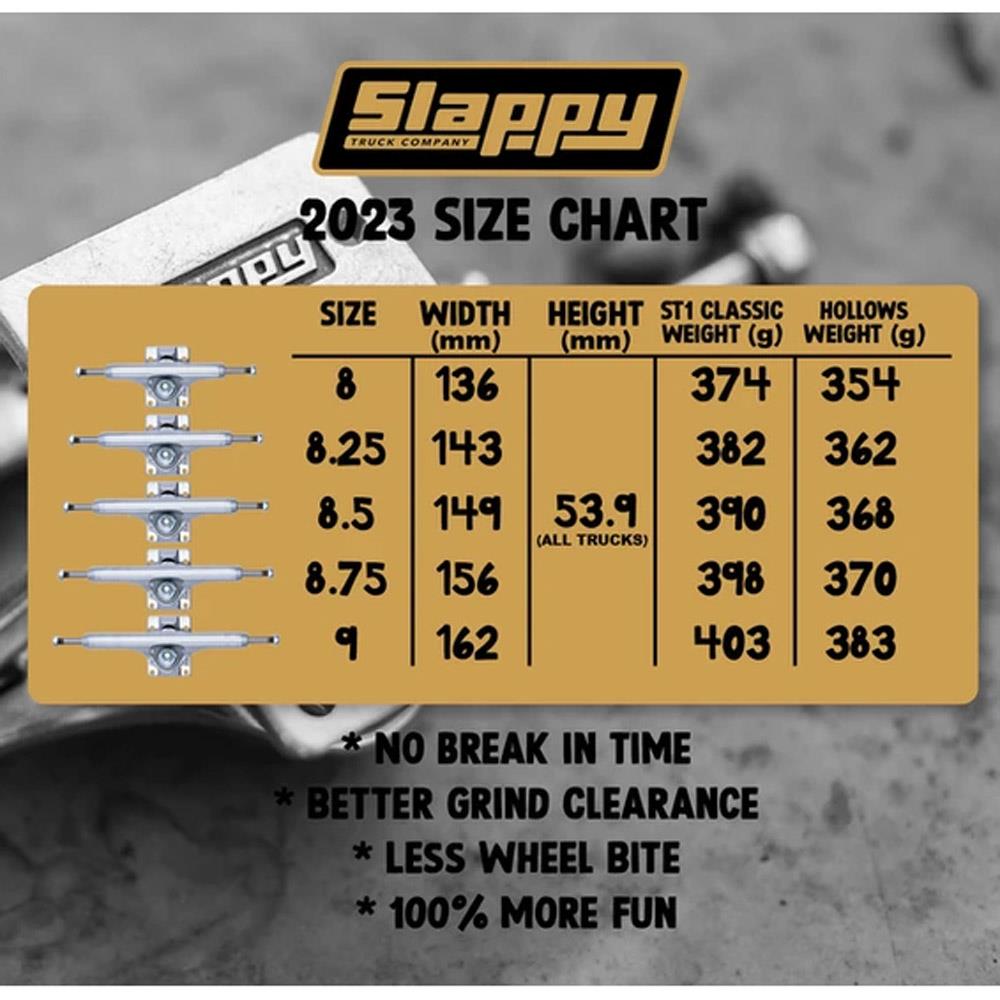 Slappy Trucks Skateboard Trucks ST1 Hollows 8.75"