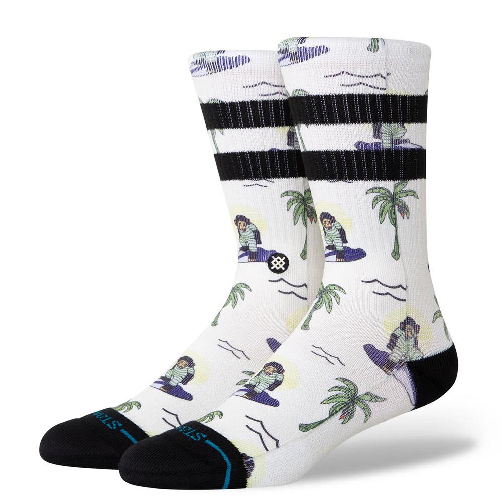 Stance Socks Surfin Monkey Crew White Large