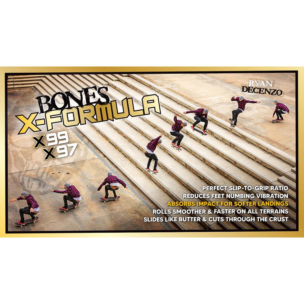 BONES Skateboard  Wheels X-Formula X99 V6 Wide-Cut 99A Black & Gold 54mm