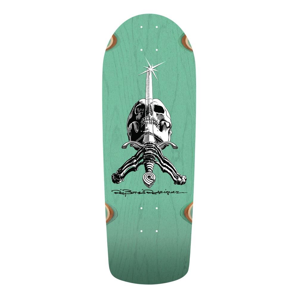 Powell Peralta Ray Rodriguez O.G. Skull & Sword '05' Snub Lt Skateboard Deck Teal Stain 10"