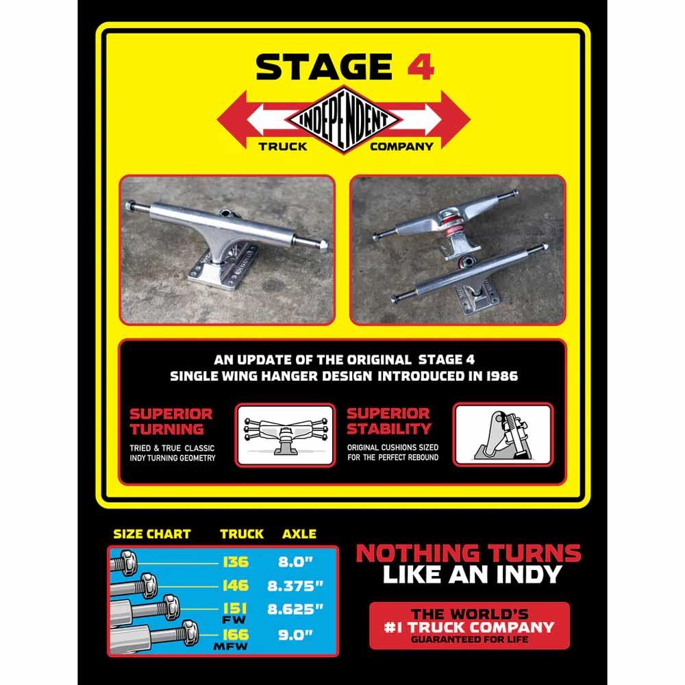 Independent Indy Stage 4 Skateboard Trucks Standard Polished 166mm