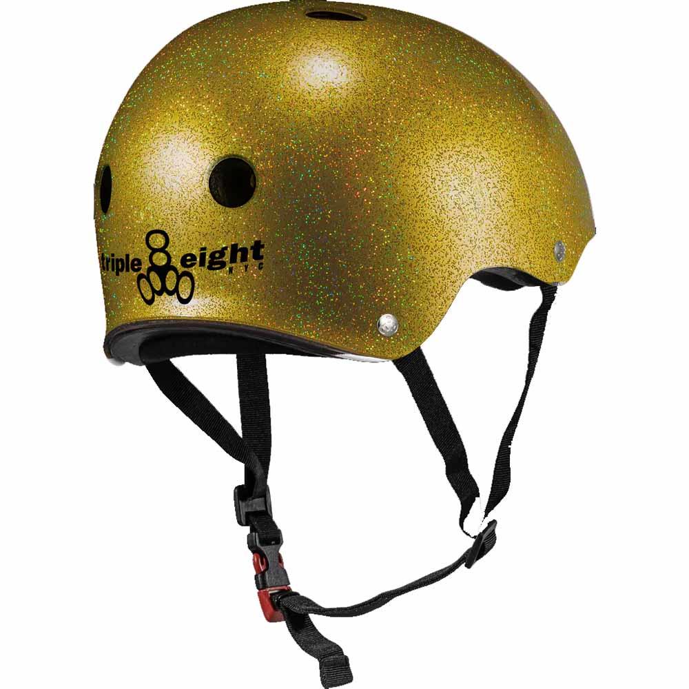 Triple 8 Sweatsaver Cert Skateboard Helmet Glitter Gold