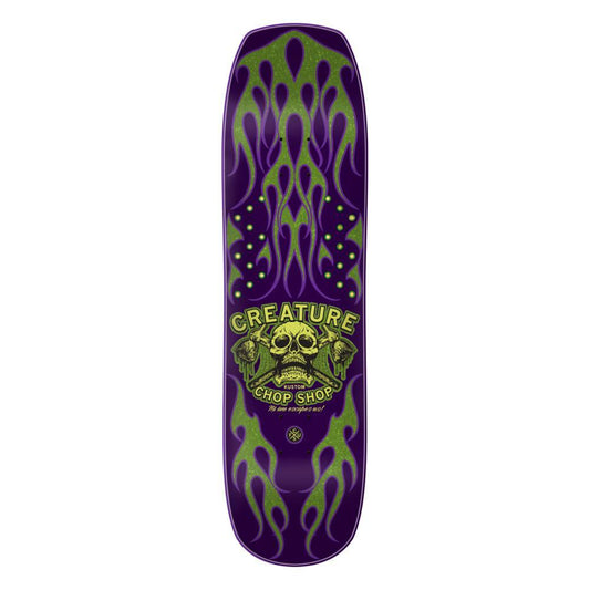 Creature Chop Shop Flame Purple Green Skateboard Deck 8.5"