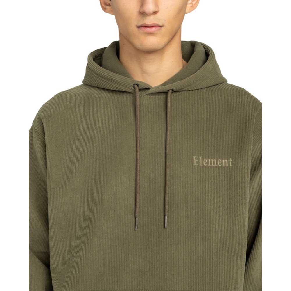 Element Serif Coruroy Pullover Hooded Sweatshirt Kalamata Brown Green