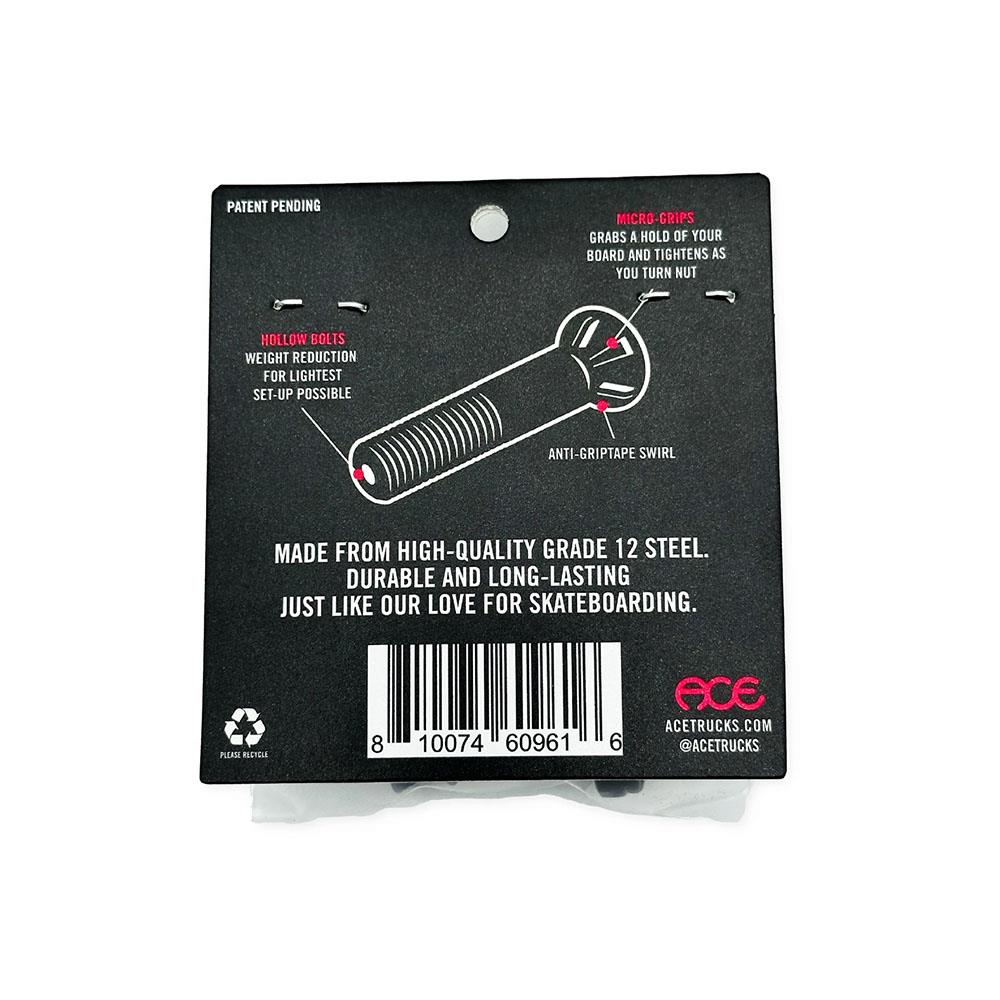 Ace AF1 Skateboard Hollow Bolts With Grippers Allen 1"