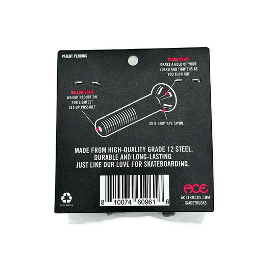 Ace AF1 Skateboard Hollow Bolts With Grippers Allen 1"