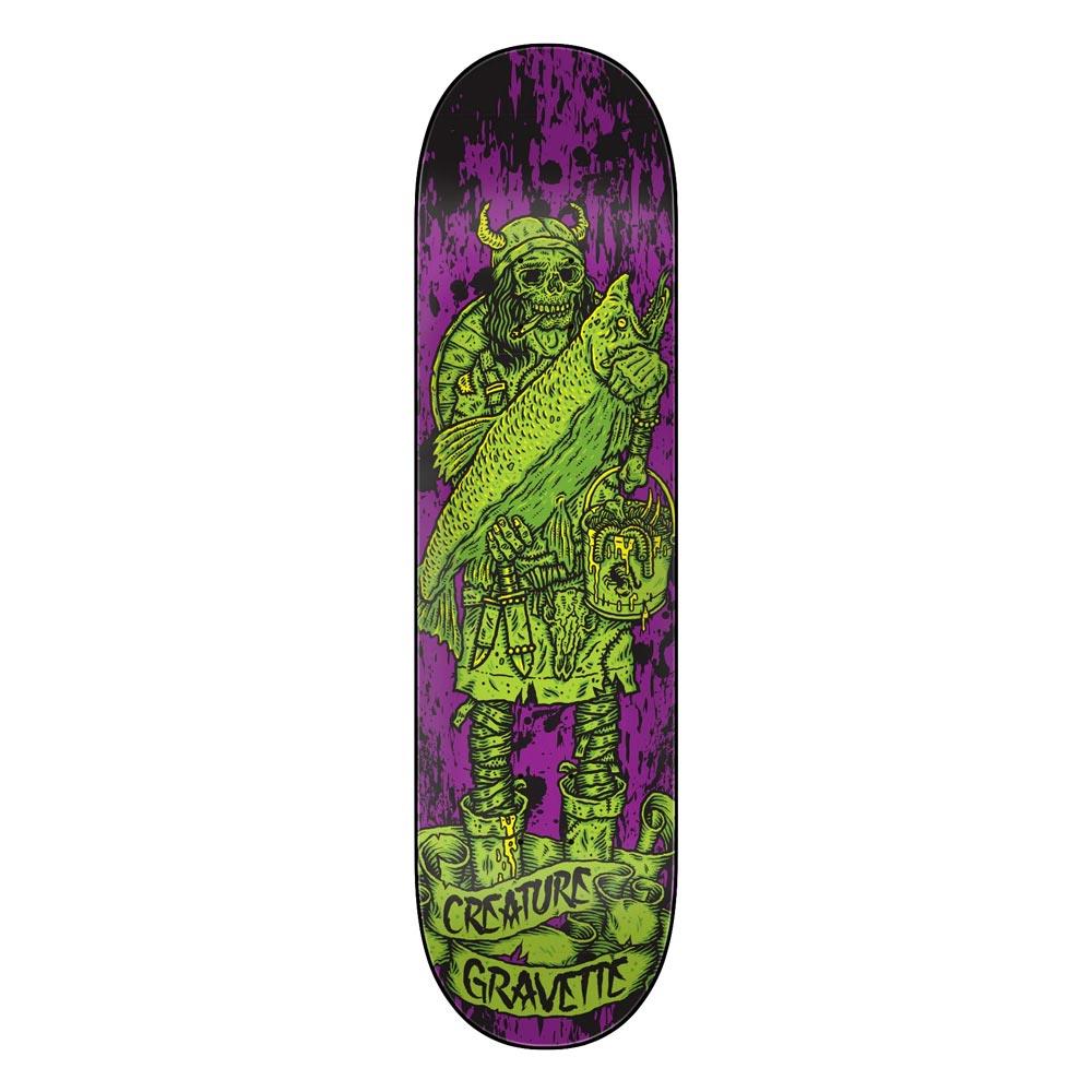 Creature Decks Gravette Vikings Hesh Law XX Skateboard Deck Purple Green 8.3"