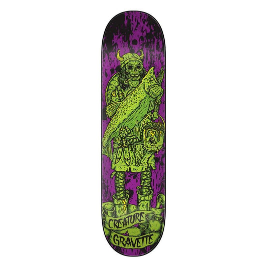 Creature Decks Gravette Vikings Hesh Law XX Skateboard Deck Purple Green 8.3"