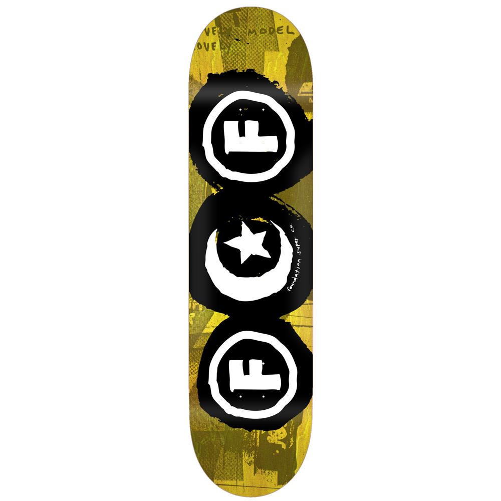 Foundation Trio Skateboard Deck Yellow 8.25"