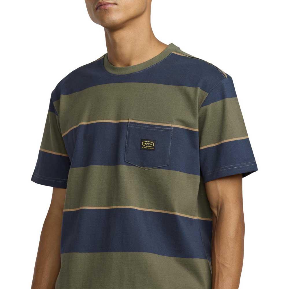 RVCA Dayshift Stripe Pocket T-Shirt Moody Blue