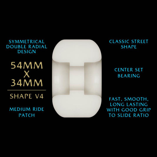 Powell Peralta Dragon Formula Skateboard Wheels Nano Rat 54mm x 34mm 97A V4 Off White Blue