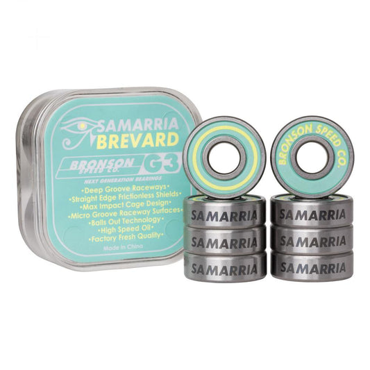 Bronson Speed Co. Skateboard Bearings Samarria Brevard Pro G3 Silver 8mm