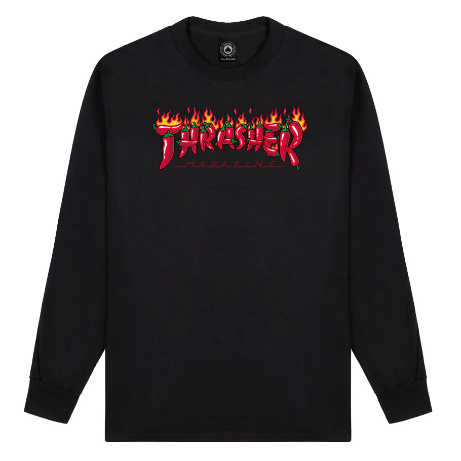 Thrasher Magazine Long Sleeve T-Shirt Feugo Black
