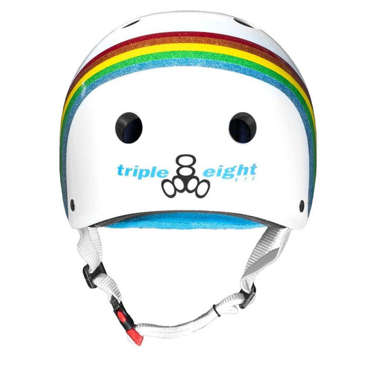 Triple 8 Sweatsaver Cert White Helmet Rainbow Sparkle