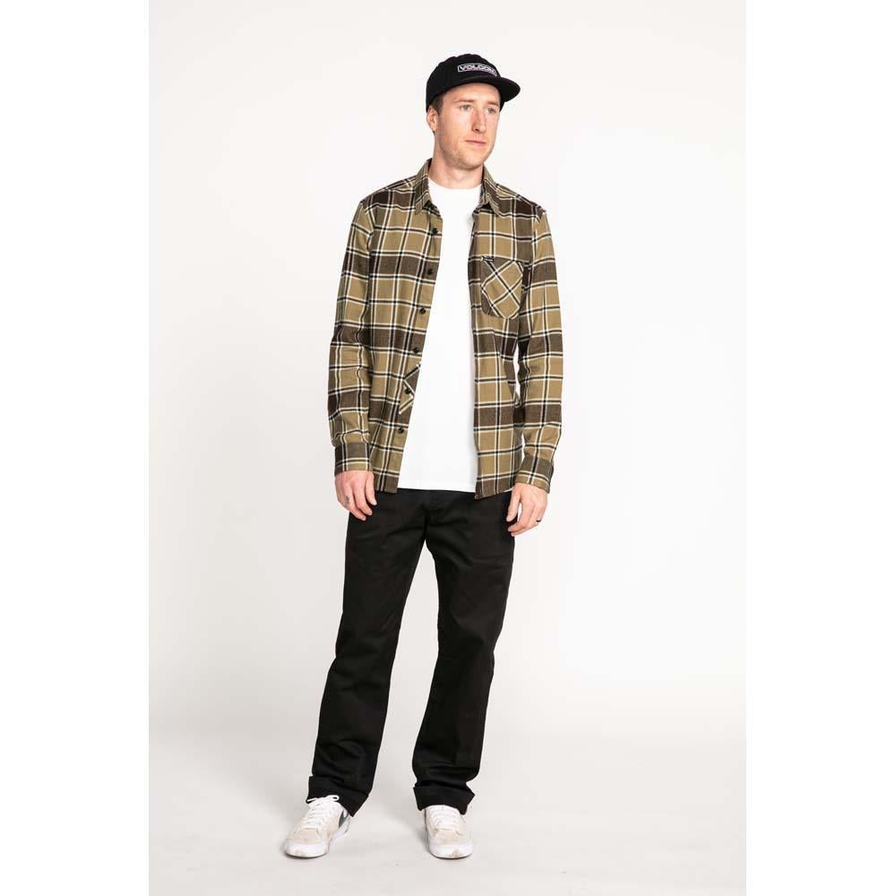 Volcom Caden Plaid Long Sleeve Shirt Khaki