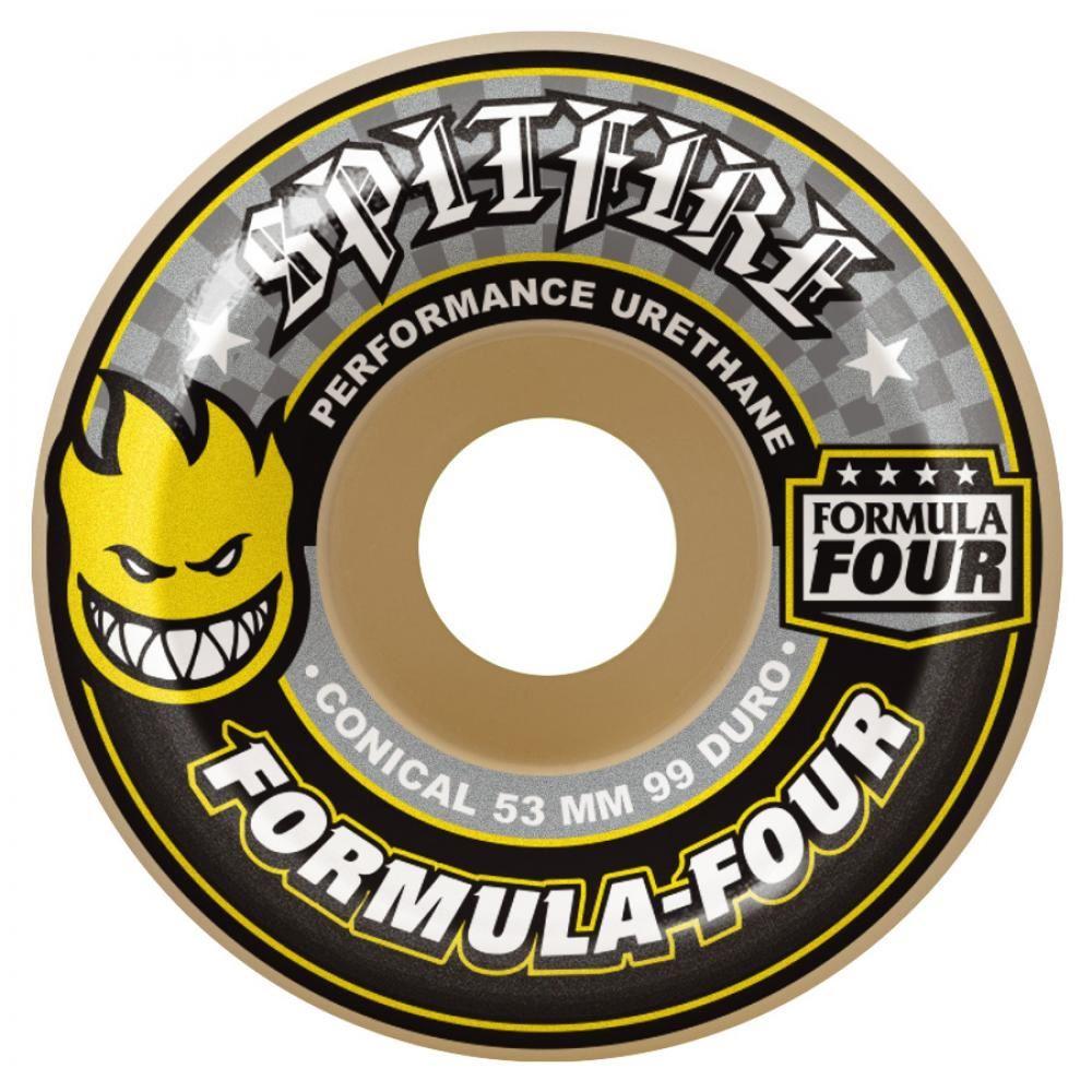 Spitfire Formula Four Conical Skateboard Wheels 99DU Yellow print