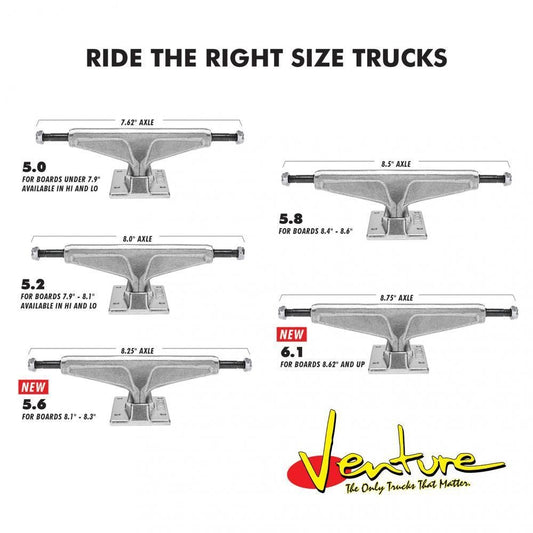 Venture 5.6 P-Rod V-Hollows Roses Skateboard Trucks Polished 5.6"