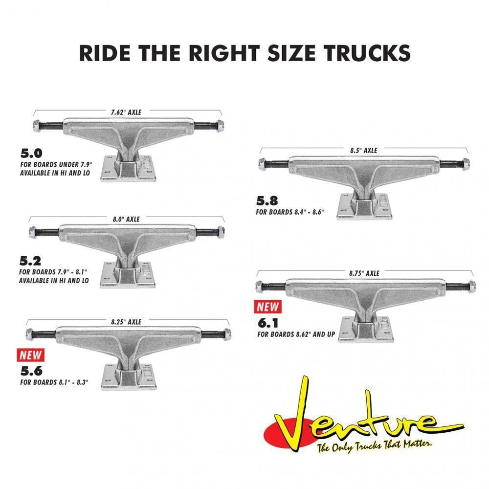 Venture 5.0 V Hollow Og Wings Skateboard Trucks Low Polished Black 5"