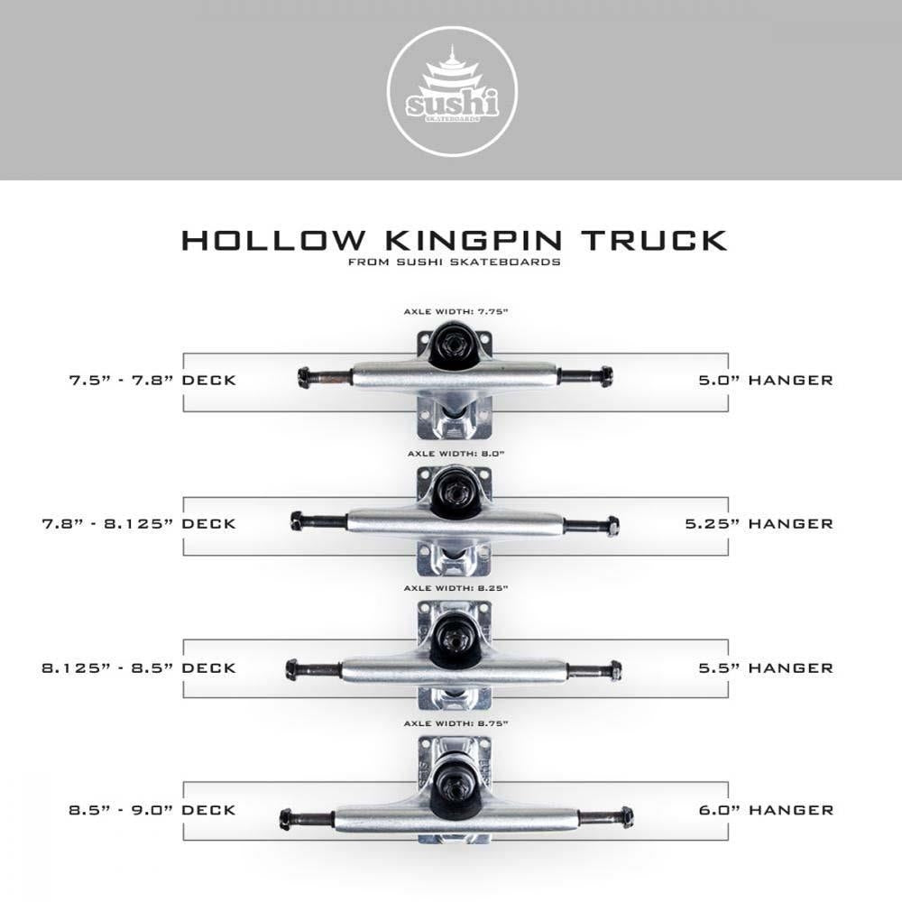 Sushi Hollow Kingpin Skateboard Trucks Polished 5.25"