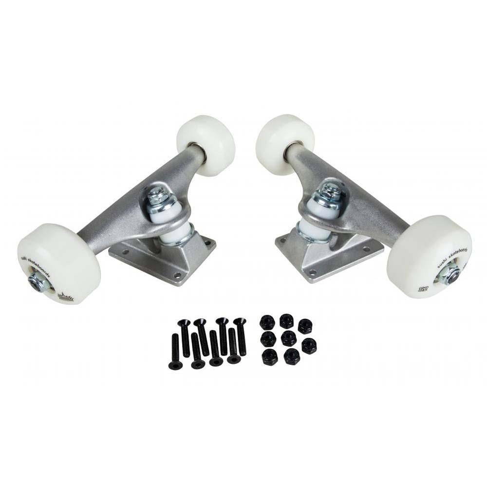 Sushi Skateboard Undercarriage Kit Wheels 52mm Abec 5 Bearings Silver Trucks 5.25"