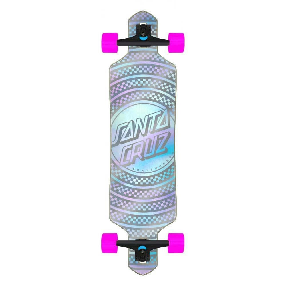 Santa Cruzer Factory Complete Skateboard Prismatic Dot Drop Thru Silver 36"