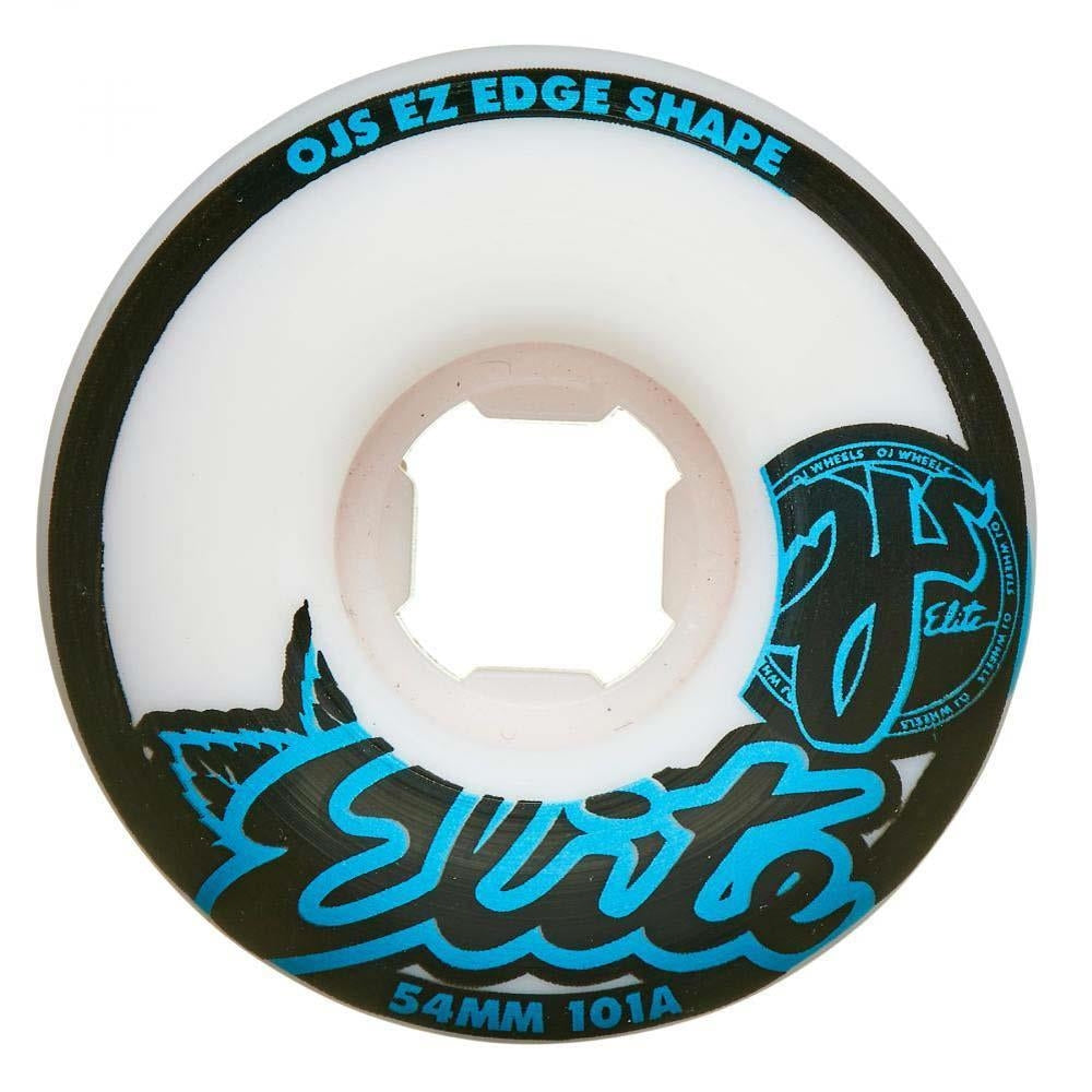 OJ Elite Wheels Elite 101a EZ Edge Skateboard Wheels White Blue 54mm