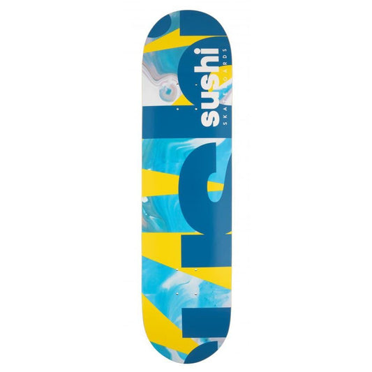 Sushi Deck Spectrum Logo Skateboard Deck Yellow Teal 8.0"